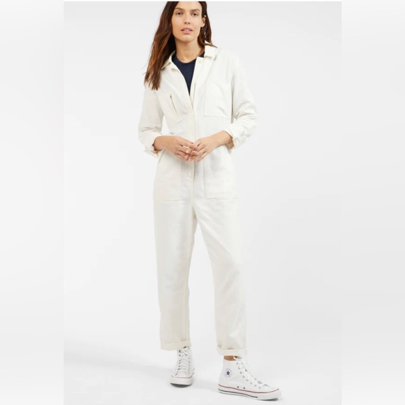 Outerknown ecru ivory long sleeve zip up front station jumpsuit size small new - Picture 5 of 6